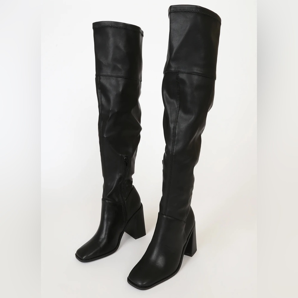 Brand new Valkyrie Black Square Toe Over the Knee Boots from Lulus